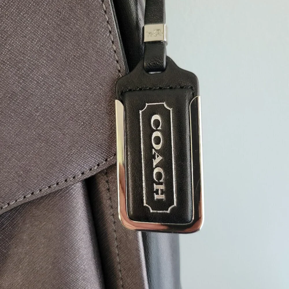 Coach Madison Sadie Flap Satchel with dust bag. metallic grey color.